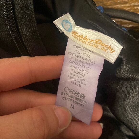 Rubber Ducky Productions Inc Black Blue Sequined Sweetheart Cup Mini Dress Med - Picture 2 of 8